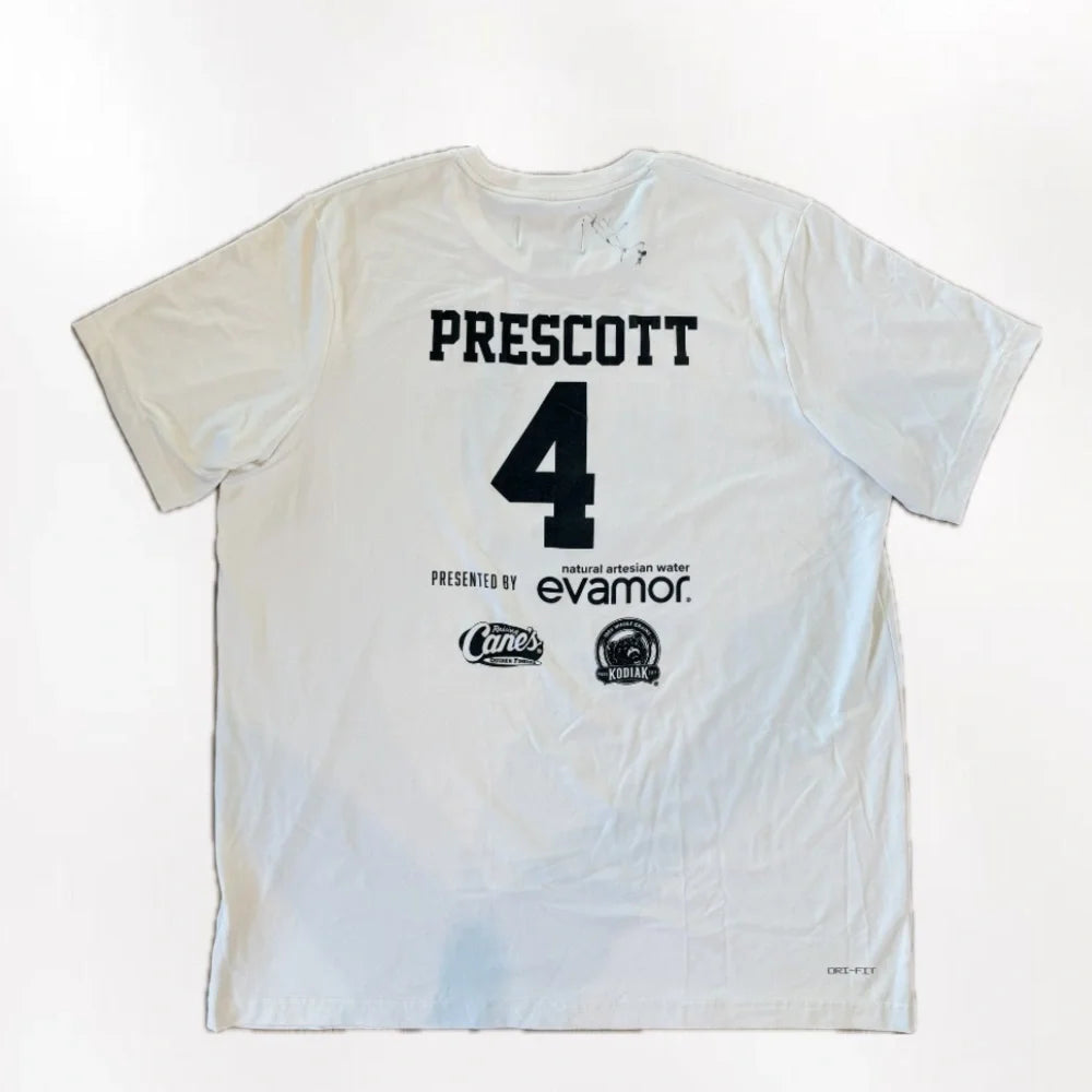 Dak Prescotts SIGNED & Worn Football Procamp DRI-FIT Shirt White- XL