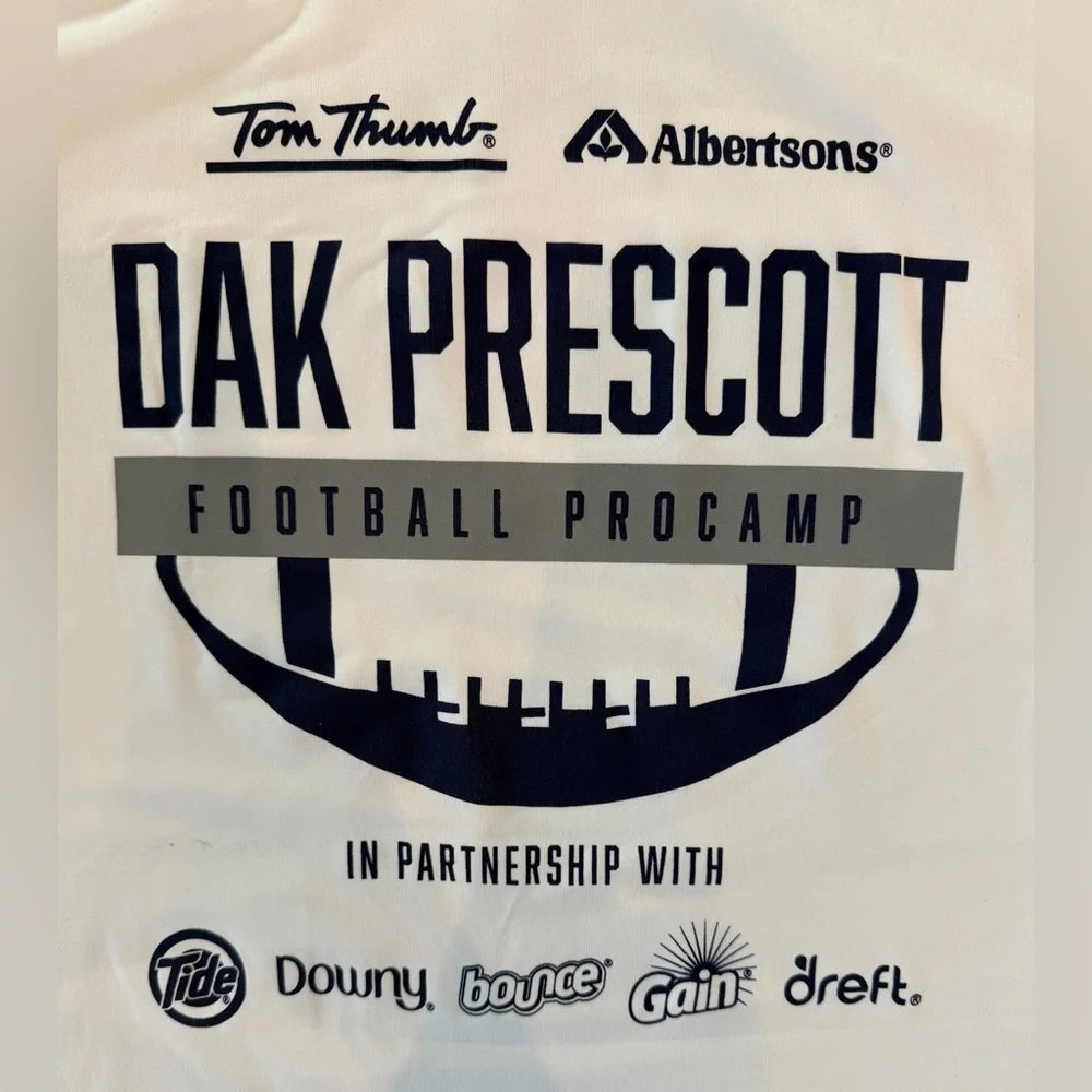 Dak Prescotts SIGNED & Worn Football Procamp DRI-FIT Shirt White- XL